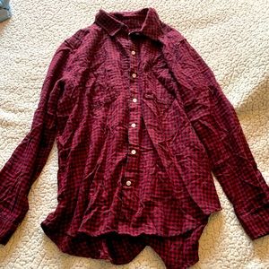 Boyfriend Fit Red Flannel Shirt